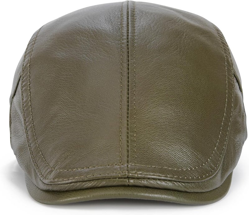 VOBOOM Men Women Adjustable Genuine Leather Ivy Cap Newsboy Hat - Image 3